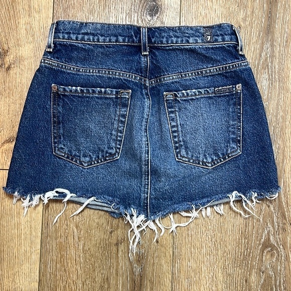 7 For All Mankind Distressed Denim Mini Skirt Size 23 - Picture 3 of 5